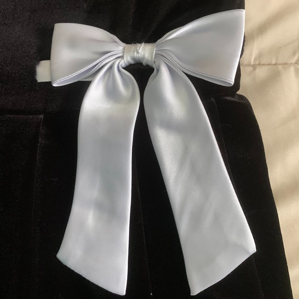 Jenny and Me, Black Velvet Formal Dress w White Satin Sash, 16